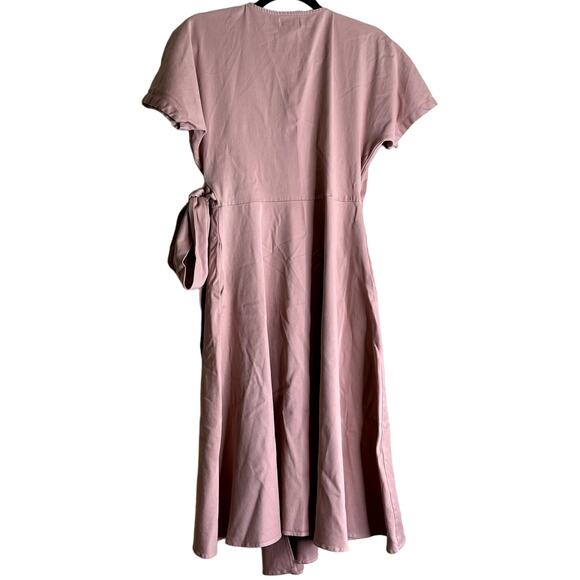 Mien Kindred Wrap Dress Women Medium Pink Party MADE USA Designer Lagenlook Boho - Picture 3 of 10